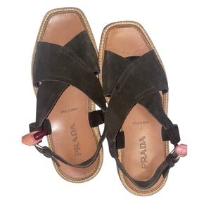 Prada men’s Dark brown Suede/leather Sandals